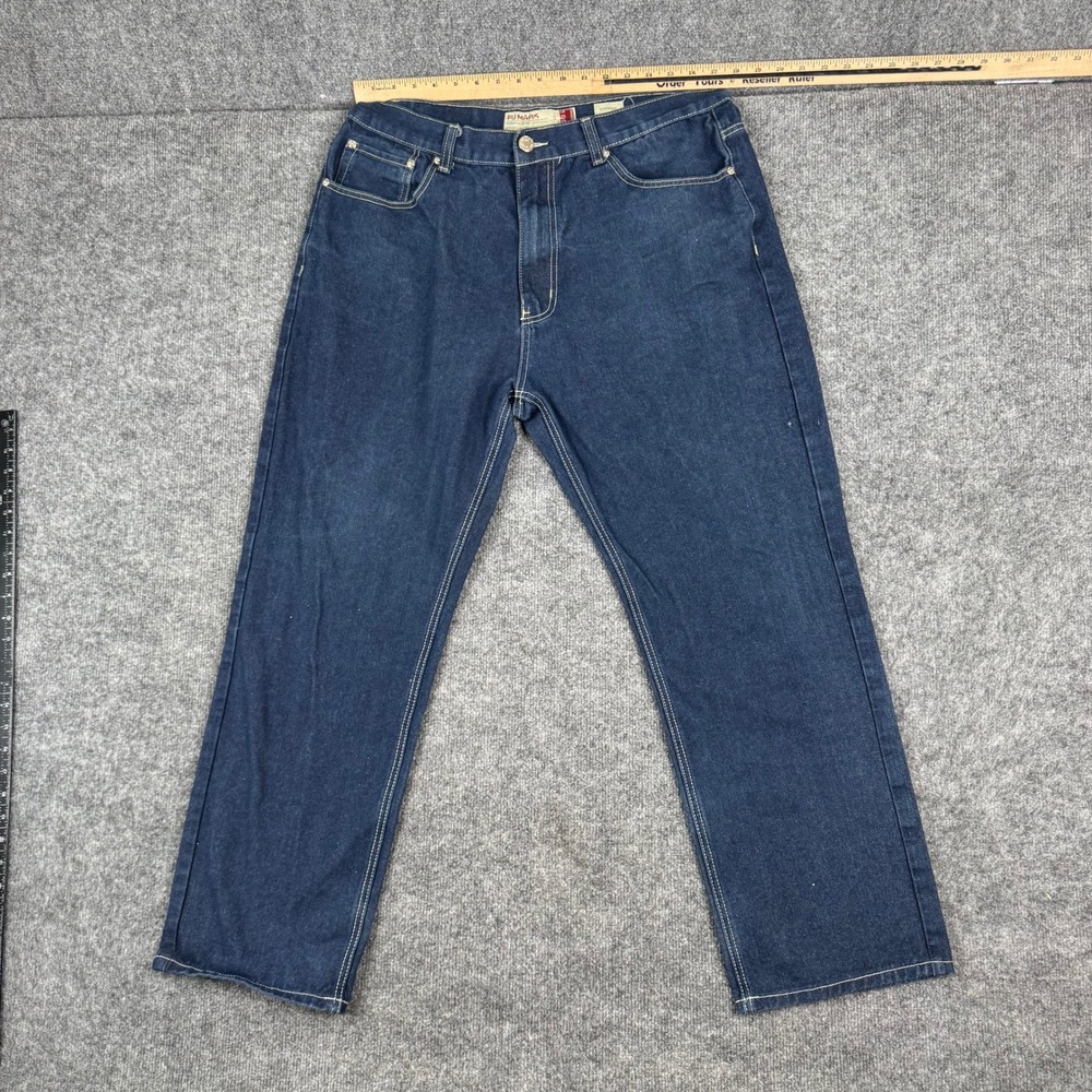 PJ Mark Jeans Mens Size 38x32 Dark Wash Blue Straight Leg Denim Contrast‎ Stitch